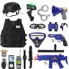deAO Costume Poliziotto Bambini, Polizia Set di Giochi di Ruolo Bambini con Giubbotto Casco Granate Giocattolo Manette Walkie Talkie, Giocattoli della Polizia per Ragazzi Carnevale Halloween
