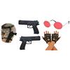 CA SE FETE Deguisement Femme Sexy I Cosplay Accessori I 2 x Pistole 21 cm I Guanti Neri I Occhiali Da Sole Rosso I Cintura Fondina Doppia Cosce I Kit 6 Pezzi