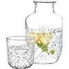 DUHALINE Set di caraffa e bicchiere da comodino in cristallo, caraffa da notte con caraffa e bicchiere, set da 2 pezzi con brocca e tazza da notte (525 ml)