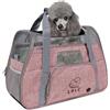PETCUTE Trasportino per Cani e Gatti, Trasportino Cane per Gatto Portabile e Traspirante, Borsa Gatto Oxford Morbido con Guinzaglio Interno di Sicurezza, Tappetino Rimovibile Fino a 8kg Rosa