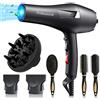LOEVERY Asciugacapelli Professionale con Ioni 2400W,Rapida Salon Phon per Capelli con 1 diffusore 2 ugelli styling,2 Velocità 3 Impostazione di Calore,Phon forte per Famiglia, Salone, Parrucchieri