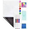 CHMMY Foglio Lavagna Cancellabile Bianca, 45 * 100 cm Adesiva Lavagna Magnetica da parete, 3 Pennarelli, 6 Magneti, Tangram, Porta Pennarello Magnetico, per Educatori, Scuole Domestiche, Aule, Uffici