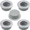 Aerzetix - C41392 - Set di 5 maniglie da incasso rotonde Ø35mm - per porta mobile armadio cassetto design interno arredamento cucina soggiorno - in plastica - finitura argento opaco