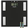 Salter 9150 BK3R - Bilancia da bagno digitale in vetro per analisi corporea, peso/grasso/acqua/BMI, ultrasottile, 8 utenti, ampio display digitale, step-on e lettura istantanea dei valori, nero