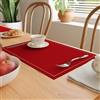 Encasa XO Tovagliette Americane, Lavabili in Cotone 48x32 cm | Rosso, Puro Cotone | Design Orlato | Sottopiatti Tavola | Lavabile in Lavatrice | Set di 4