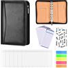 FESSOSKO Raccoglitore di Bilancio A6 Raccoglitore Portafoglio, Budget Binder for Money in Pelle PU con Buste Trasparenti con Cerniera, Fogli di Budget, Etichette Adesive