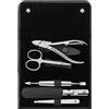 ZWILLING Set manicure, 5 pezzi, set per la cura e la pedicure delle unghie con custodia in vera pelle e tronchesine per unghie, acciaio inox lucido, nero
