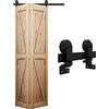 WOLFBIRD 3.3FT/1M Bi-Folding Binario per Porta Scorrevole Kit ferramenta per porte scorrevoli unidirezionali Nero e Rustico Porta Scorrevole Kit Piega Accessori Adatto per aperture porte 70-80 cm