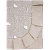 SaRani Tovaglia Tavola Copritavola Plastificata Cerata Loneta Antimacchia Cucina Sala Fantasia Cuore Balza 6 posti e 12 posti (6 posti, Beige)