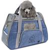 PETCUTE Trasportino per Cani e Gatti, Trasportino Cane per Gatto Portabile e Traspirante, Borsa Gatto Oxford Morbido con Guinzaglio Interno di Sicurezza, Tappetino Rimovibile Fino a 8kg Blu