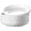 DOWAN Set da 4 Piatti Piani, 1600 ml Grandi Ciotole per Pasta, Insalatiere è Fruttiere in Porcellana, Piattini da Pane è Dessert, Adatto al Microonde & Lavastoviglie, Ø25 cm x H5.0 cm-Bianco