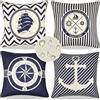 EliteHomeComforts Copricuscini All'acqua 40x40 Oceano Stile Cuscini Decorativi Cuscini Strisce Blu Elegante Fodere Barca a Vela Ancora Federe Cuscini Divano 4 Pezzi Lino Cuscini Da Giardino Per Mobili da Esterno