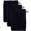 Möve Superwuschel - Set da 3 guanti da bagno, 15 x 20 cm, 100% cotone, colore nero