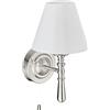 Relaxdays Lampada da Parete con Paralume, Interruttore a Catena, Salotto E14 Stoffa Metallo 28x16x19 cm, Argento/Bianco