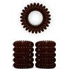 Gerlich - Set di 10 elastici per capelli a spirale - Elastici per meno doppie punte e capelli rotti - Spirali per capelli fini - Elastici per capelli a cavo telefonico, marrone, 3.5 cm