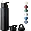 Vinsun Bottiglia Termica in Acciaio Inox 750ml - 3 Coperchi, Senza Perdite, Senza BPA - Borraccia Thermo Sportiva - Scuola, Università, Bici, Ufficio, Palestra - anche per Bevande gassate