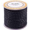 PH PandaHall PandaHall - Cordino in vero cuoio intrecciato, 5 m, 4 mm, colore nero, rotondo, per fai da te, creazione di bracciali, collane e gioielli