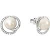 Joop! Orecchini da Donna in Argento 925, con zirconi sintetici, con perla coltivata d'acqua dolce, 1,2 cm, Argento, Fornito in confezione regalo