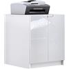 Vladon Mobiletto porta stampante Logan, armadietto schedario con 2 scomparti e 2 ante, cassa bianco opaco, frontali bianco lucido, (51 x 60,5 x 54 cm)