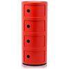 Kartell Componibili Contenitore 4 Elementi, Base Tonda, ABS, Rosso, 32 x 32 x 77 cm