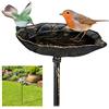 Relaxdays Abbeveratoio per Uccellini in Ghisa, 1m, Vaschetta con Asta da Terra per Acqua e Mangime da Esterno, Bronzo