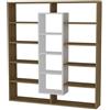 LBSIGN Libreria A Parete Con Mensole E Cubi 125x22x136H Rovere E Bianco Ample