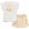 People Wear Organic Pigiama corto bimba in cotone bio Africa - col. bianco/ giallo