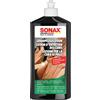 SONAX Detergente per pelle per interni auto (500 ml) con protezione UV | Pulisce, nutre e sigilla pelle liscia, similpelle e pelle vegana. Con cera d'api, profumo di cuoio e idrorepellente
