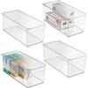 mDesign Set da 4 contenitori in plastica per alimenti - Contenitore cucina con coperchio - Organizer frigo per conservare confezioni, buste, pacchetti, utensili, accessori - trasparente