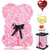 Touloube Orsetto Rosa Fiore Regalo Donna, Regali di San Valentino, Orso Rosa Regali per Lei, Rose Teddy Bear con luci, Regali di compleanno per Ragazza con Confezione Regalo Trasparente e Biglietto d'amore