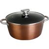WECOOK! Professional Casseruola Alta Induzione 24cm, Coperchio di Vetro, Antiaderente Ecologico senza PFOA, Alluminio Forgiato, 2,8mm Spessore, Rame, Maniglia in Acciaio Inox, Vitroceramica, Forno