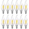 aiweisi Set of 12 E14 4W LED Filament Candle Bulbs, 40W Halogen Bulb Equivalent, 2700K Warm White, 400lm, C35 LED Light Bulbs, non-dimmable