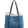 zhongningyifeng Borsa tote da donna, grande borsa a tracolla in tela per viaggi, lavoro, borsa multi tasche, Blu, L