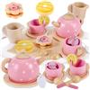 AOLEVA Set da Tè in Legno, Set Accessori Cucina Bambini Giochi Legno Cucina Giocattoli Servizio Tè Giochi di Ruolo Regalo per Bambina 3 4 5 Anni