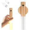 JinsenTGG Applique in Legno, luce Notturna per Interni con Sensore di Movimento, Applique da Parete a Batteria Wireless Ricaricabile Magnetica con Interruttore per Camera da Letto, Corridoio, Scala (Frassino)