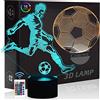 Comiwe Calcio Football Luce Notturna di Illusione 3D,16 Colori Controllo Touch e Telecomando,Lampada da Comodino Tavolo LED per Decorazioni la Casa,Regalo Creativo per Ragazzi,Bambini-Due Modelli