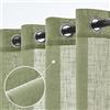 Woaboy 2 pezzi Tende di lino traslucido Tende moderne decorative a occhiello per il soggiorno e la camera da letto 140x260 cm Verde