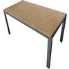 Tavolo Da Esterno In Alluminio Piano Effetto Legno 90x180x74H Teak Antracite