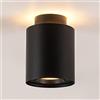 URing Faretto a Soffitto LED 6W+5W, Orientabile Plafoniera GU10 Spot Light, Rotonda Lampada da Soffitto per Cucina, Soggiorno, Corridoio, 3000K Calda Bianca, Nero