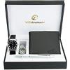 CHTIME BELLOS Cofanetto Orologio Uomo Nero - Lampada LED - Portafoglio - Penna
