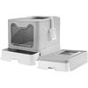 SHISHI Lettiera Gatto Chiusa Grande con Paletta, Lettiera per Gatti Nascosta con Coperchio, Casetta per Lettiera con Vassoio Estraibile, Toilette per Gatti Portatile, Fino a 7 kg (Grigio XL 51×41×38 cm)