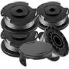 FUSHUI Bobina a Filo Ricambio,4 Bobine di Ricambio 1 Copertura per Bobina F016F04557, Bobine Nylon Autoalimentate Φ1,65 mm, Compatibile con Bosch ART 23 SL 26 SL