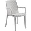 Totò Piccinni Sedia INDIANA in Resina Simil Rattan effetto realistco, impilabile per bar ristorante casa giardino (Con Braccioli, Bianco, 2 Pz)