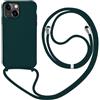 MEVIS MEIVS - Custodia compatibile con iPhone 13, con cordino regolabile, in silicone, verde scuro