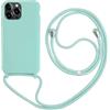 MEVIS MEIVS - Custodia compatibile con iPhone 13, con cordino regolabile, in silicone, verde chiaro