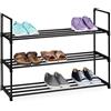Relaxdays Scarpiera in Metallo da 2 Fino a 4 Ripiani, Sistema ad Incastro, Acciaio e Plastica, 67x90,5x30,5 cm, Nero, 1 pz