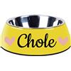 Generic Ciotole per cani personalizzate tipo separato Design ciotola per gatti personalizzato per animali domestici cane gatto nome cibo ciotola per acqua inferiore antiscivolo ciotola per cuccioli(giallo）
