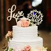 Queekay 2 Topper per Torta Nuziale per Sposi Cake Topper di Lettere per Matrimonio Decorazioni in Legno per Torta Matrimoniale Decorazioni per Festa di Anniversario Nozze Compleanno (Stile Love)