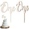 GoldRock Topper per torta per il 1° compleanno, 2 pezzi Cake Topper One, decorazione per torta in legno, Wild One Cake Topper, una decorazione di compleanno