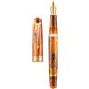 Asvine P20 - Penna stilografica a stantuffo in resina ambrata, pennino extra fine in iridio con finiture dorate, collezione Writer Collection, con custodia